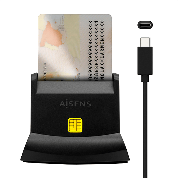 Aisens ASCRSN02SDBK  Lector de DNI  MicroSD  Tarjeta de Sim  USB20  Lector USB
