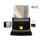 Aisens ASCRSN02SDBK  Lector de DNI  MicroSD  Tarjeta de Sim  USB20  Lector USB