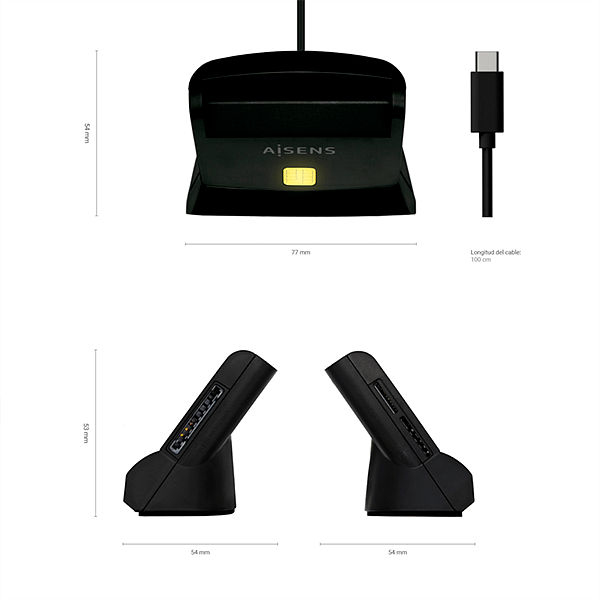 Aisens ASCRSN02SDBK  Lector de DNI  MicroSD  Tarjeta de Sim  USB20  Lector USB