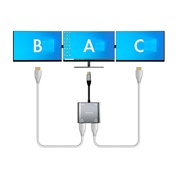 Aisens A1090625 2x HDMI 4K USBC  Adaptador USB