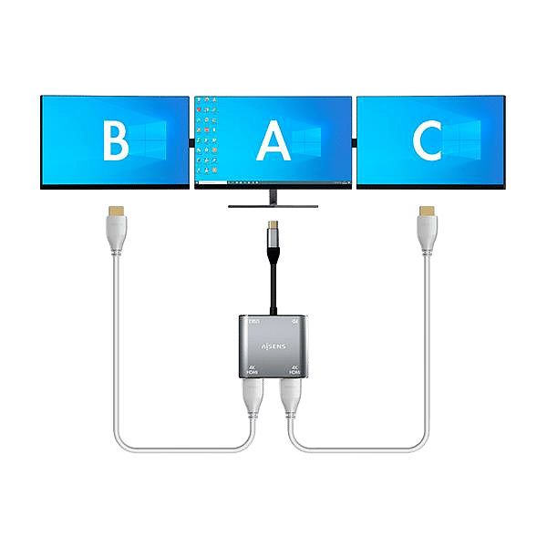 Aisens A1090625 2x HDMI 4K USBC  Adaptador USB