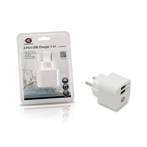 Conceptronic CUSBPWR34A Cargador 5V 2XUSB   Adaptador