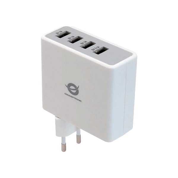 Conceptronic 5V 4xUSB 3x1A y 1x24A a shucko  Adaptador