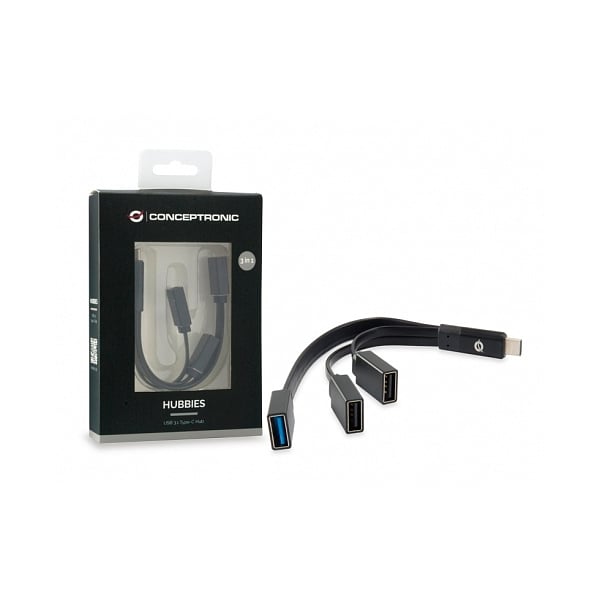 Conceptronic HUBBIES01B USBC a 2 USB 301 USB 20 Bk  Hub
