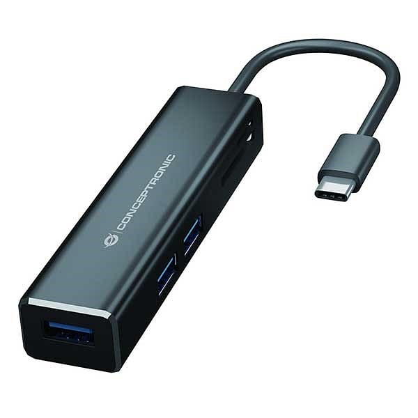 Conceptronic HUB 3 Puertos USB 32 a SD MicroSD USBA  Lector Adaptador