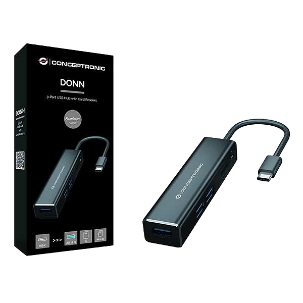 Conceptronic HUB 3 Puertos USB 32 a SD MicroSD USBA  Lector Adaptador
