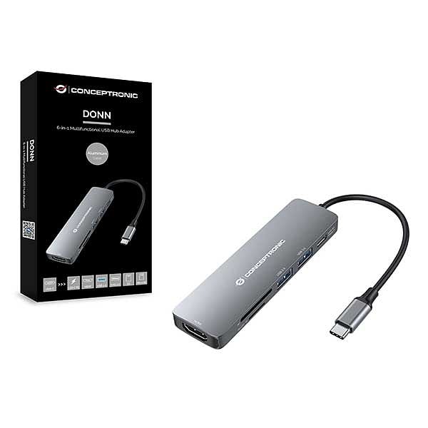 Conceptronic HUB 6 en 1 HDMI USBC Lector SD  Adaptador