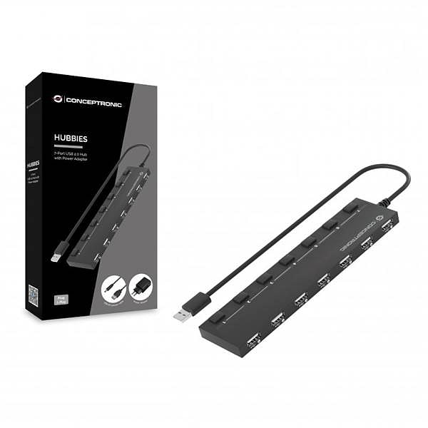 Conceptronic HUB 7 Puertos USB 20 Alimentado  Adaptador