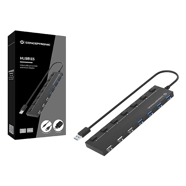 Conceptronic HUB 7 Puertos USB Alimentado  Adaptador
