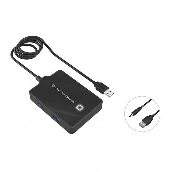 Conceptronic HUB 4 Puertos USB 30 90cm  Adaptador