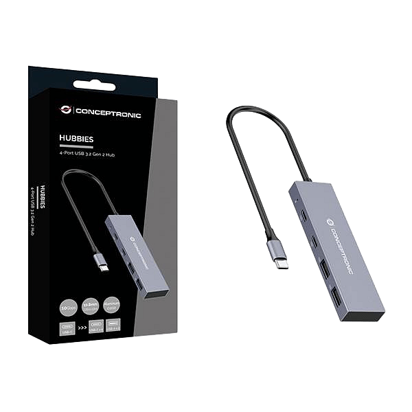 Conceptronic HUBBIES13G 4Port USB 32 Gen 2 10Gbps USBC x 2 USBA x 2 Aluminum Case  Adaptador HUB