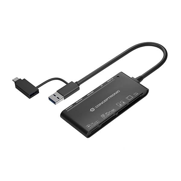Conceptronic BIAN03B 7in1 USB 30 Card Reader 2in1 USBC USBA Cable SDSDHCSDXC x 2 Micro SDTFlash MMC MS M2 CF Xd  Adaptador USB