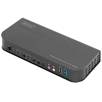 Digitus DS-12850 Switch Conmutador KVM de 2 puertos con Entradas DisplayPort y Salida DisplayPort/HDMI | 2 Pantallas 4K 60Hz USB Audio