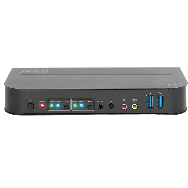 Digitus DS12850 Switch Conmutador KVM de 2 puertos con Entradas DisplayPort y Salida DisplayPortHDMI  2 Pantallas 4K 60Hz USB Audio