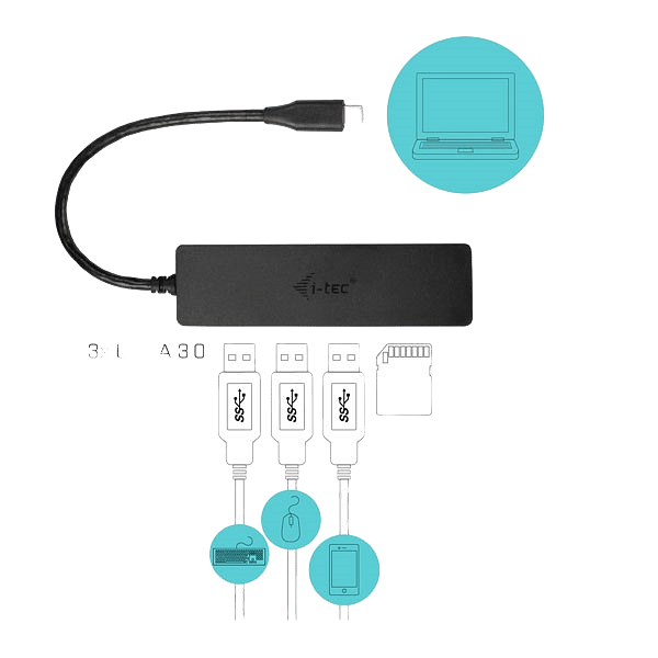 ITec USBC a USB 30 con lector de tarjetas  Adaptador USB