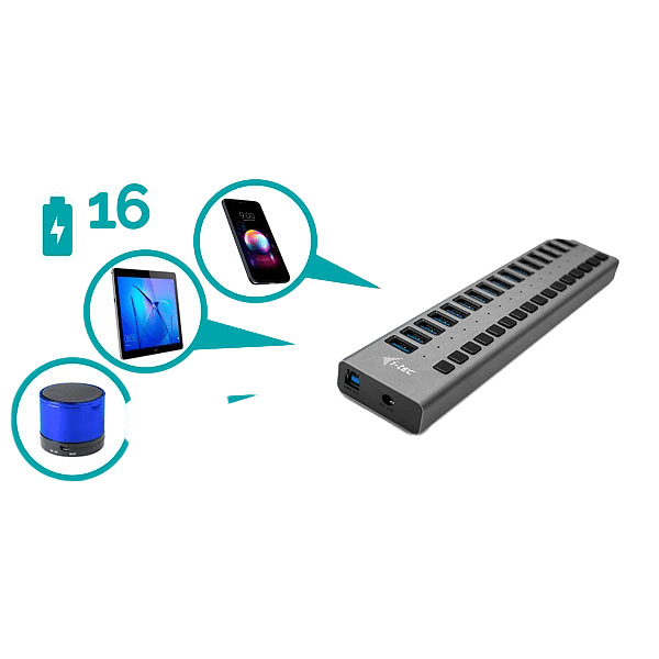 ITec USB 30 16 puertos 90 W  Hub USB