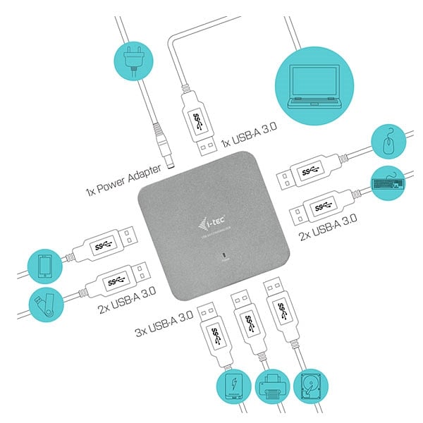 ITec USB 30 Metal Charging HUB 7 Puertos  Hub USB