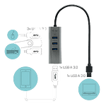 ITec USB 30 HUB 4 Puertos Metal  Adaptador