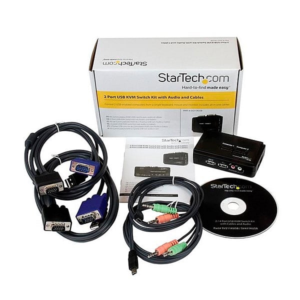 StarTechcom conmutador KVM de 2 puertos VGA con audio  KVM