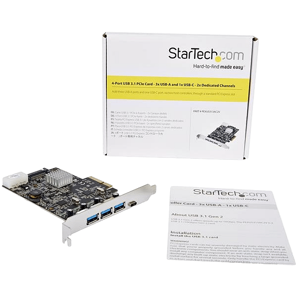 StarTechcom PCIE USB 31 a X 3 USb C x1  Adaptador