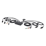 StarTechcom Switch Conmutador KVM de 2 Puertos para 2 Monitores DisplayPort 4K 60Hz Cables USBA DP Audio de 15 m Integrados  Alimentado por el Bus