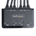 StarTechcom Switch Conmutador KVM de 2 Puertos para 2 Monitores DisplayPort 4K 60Hz Cables USBA DP Audio de 15 m Integrados  Alimentado por el Bus