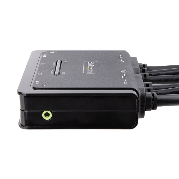 StarTechcom Switch Conmutador KVM de 2 Puertos para 2 Monitores DisplayPort 4K 60Hz Cables USBA DP Audio de 15 m Integrados  Alimentado por el Bus