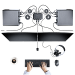 StarTechcom Switch Conmutador KVM de 2 Puertos para 2 Monitores DisplayPort 4K 60Hz Cables USBA DP Audio de 15 m Integrados  Alimentado por el Bus