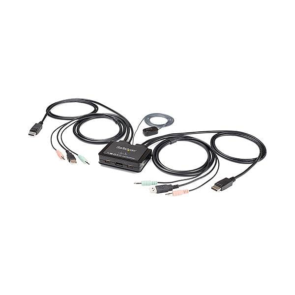 StarTechcom Switch KVM de 2 Puertos DisplayPort 4K Cables Incorporados