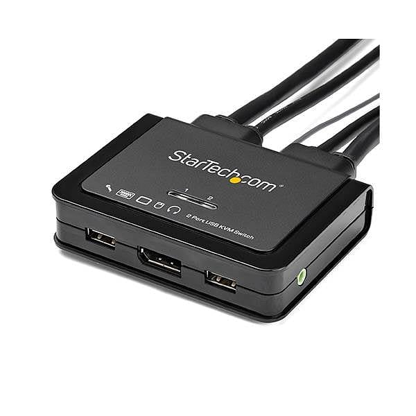 StarTechcom Switch KVM de 2 Puertos DisplayPort 4K Cables Incorporados