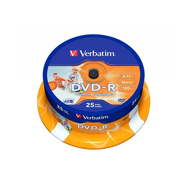 DVDR Verbatim Imprimible 16X Tarrina25uds
