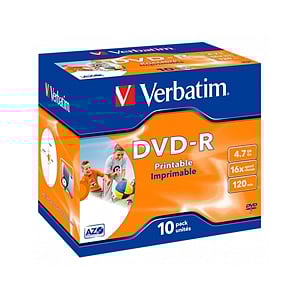 Verbatim DVDR 16x Pack 10u 47GB Imprimible  DVD