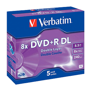 Verbatim DVDR Doble Capa 8x Pack 5u 85GB DVD Verbatim DVDR Doble Capa 8x Pack 5u 85GB DVD
