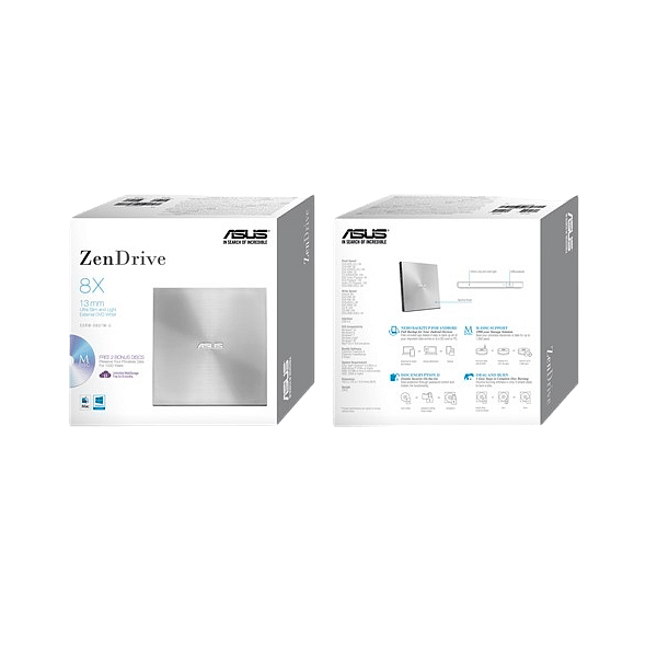 Asus SDRW08U7MU DVD USB Plateada  2 MDisc  Grabadora