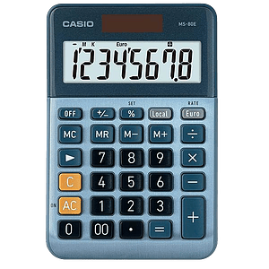 Casio MS80E Calculadora de Escritorio  Pantalla LCD de 8 dígitos Solar y Pilas Color Azul