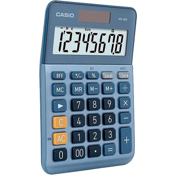 Casio MS80E Calculadora de Escritorio  Pantalla LCD de 8 dígitos Solar y Pilas Color Azul