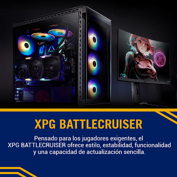 PC Gaming  ILIFE PBX Battlecruiser Gamma  Intel Core i7 14700KF  32GB DDR4 RGB 3200MHZ  1TB SSD  WiFi 6 Bluetooth 52  GeForce RTX 4070 Super  Ordenador Powered By XPG