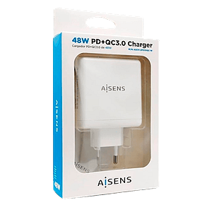 Aisens ASCH2PD30QCW  USBA  USBC  48W  Blanco  Cargador USB