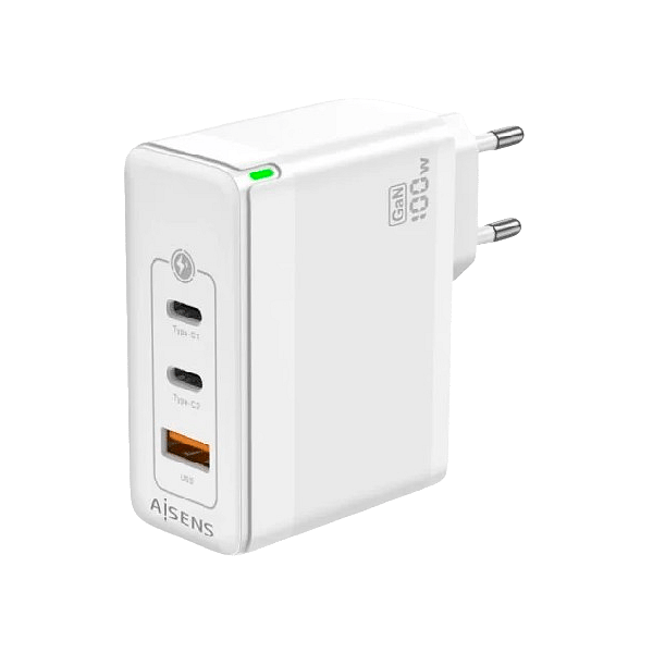 Aisens ASCH100W3P008W  2x USBA  USBC  100W  Blanco  Cargador USB