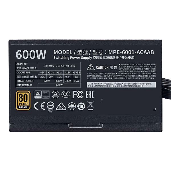 Cooler Master MWE 600W 80 Bronze   Fa