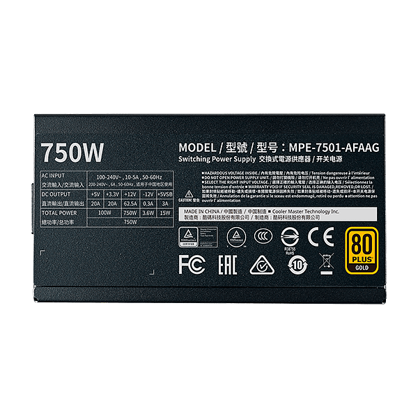 Cooler Master MWE Gold 750 V2  Fuente de alimentación Full Modular750W 80 Plus Gold