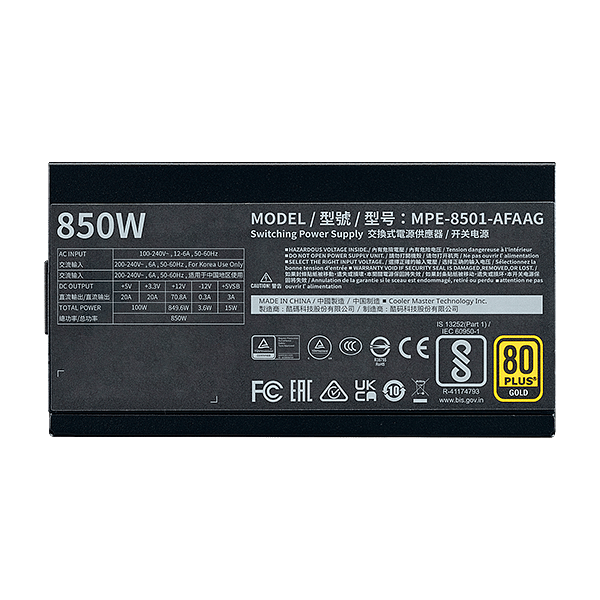 Cooler Master MWE Gold 850 V2  Fuente de alimentación Full Modular 850W 80 Plus Gold