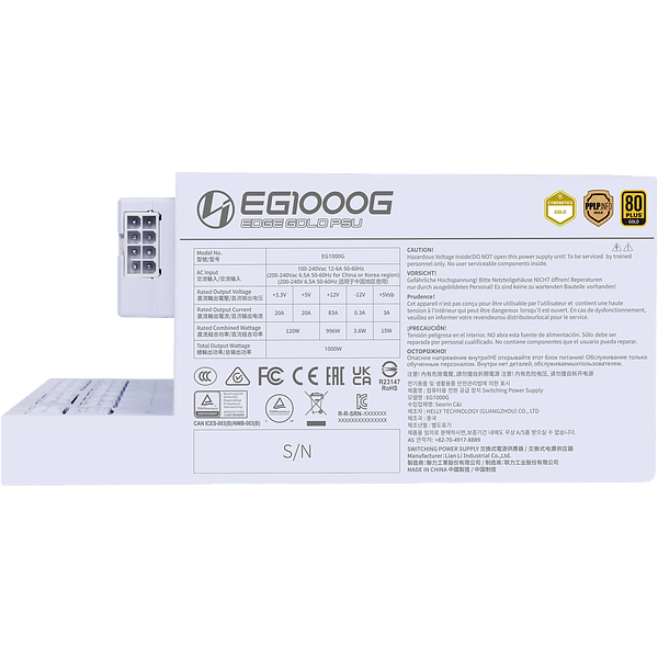 Lian Li Edge 1000W 80 Plus Gold  Fuente de alimentación Full Modular ATX con Hub USB y PWM Integrado