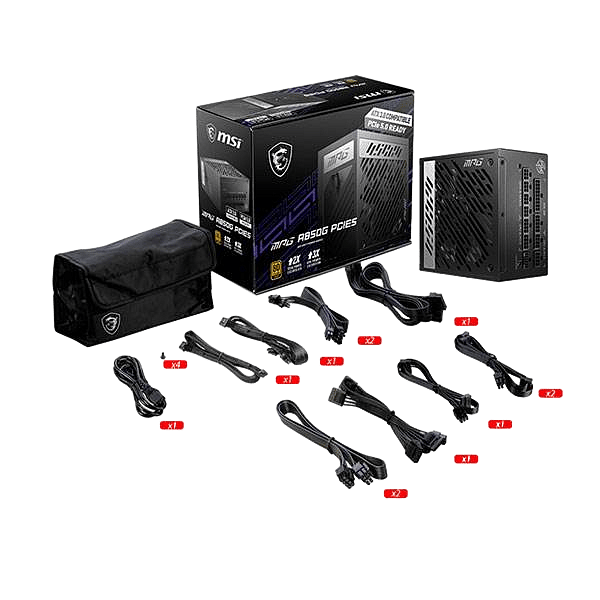MSI MPG A850G 850W 80 Gold Full Modular PCIe 50 Fuente de Alimentación