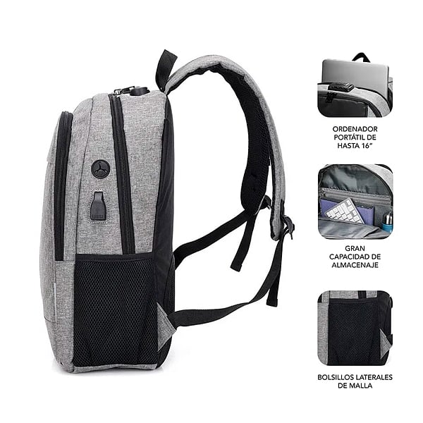 Subblim Urban Lock para Portátiles hasta 16 Puerto USB Antirrobo  Mochila