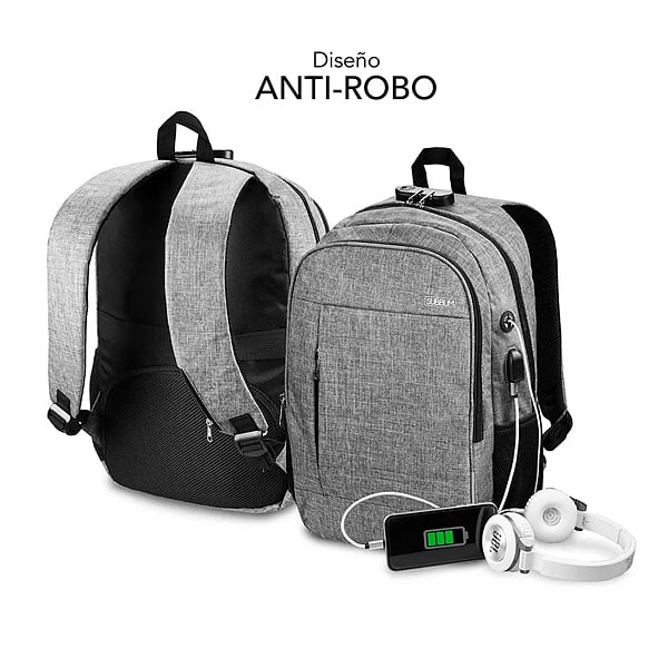 Subblim Urban Lock para Portátiles hasta 16 Puerto USB Antirrobo  Mochila