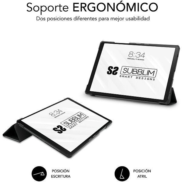Subblim Shock Case  Funda Tablet Samsung Galaxy Tab A9 Cierre Magnetico Bordes Reforzados 3 Modos de Soporte Color Negro
