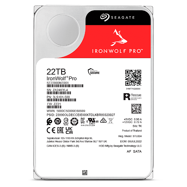 Seagate IronWolf Pro 22TB  Disco Duro 35 7200 RPM 512MB SATA