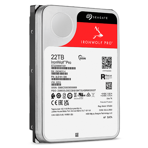 Seagate IronWolf Pro 22TB  Disco Duro 35 7200 RPM 512MB SATA