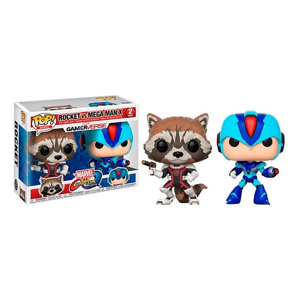 Set figuras POP Marvel Rocket vs MegaMan X